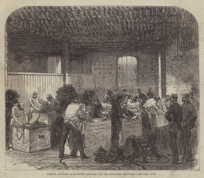 Empacando guarnicionería en el astillero de Woolwich para la expedición a Abisinia de Sir John Charles Robinson